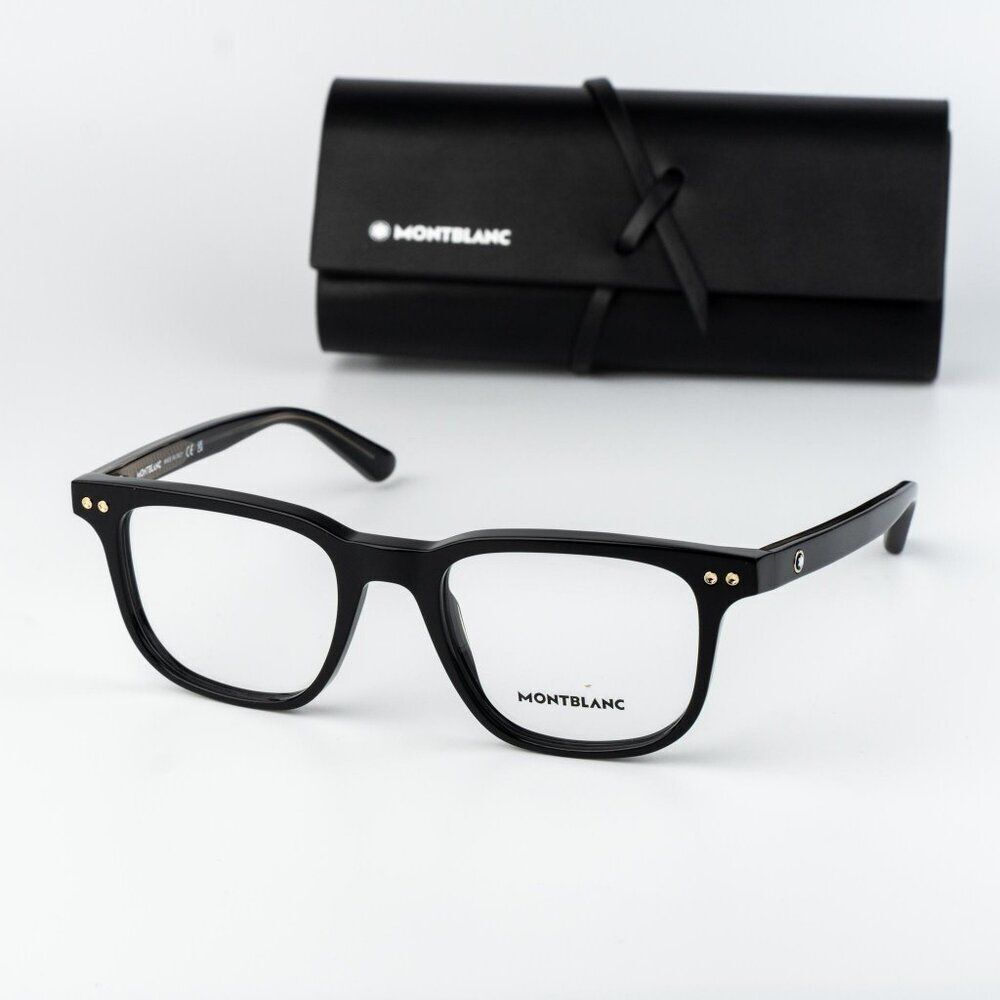 Montblanc Men Eyeglasses Black Square MB0256O 001 NEW AUTHENTIC